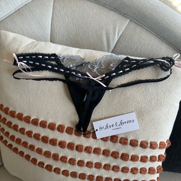 For Love And Lemons Black and Pink Lace Garter Belt set